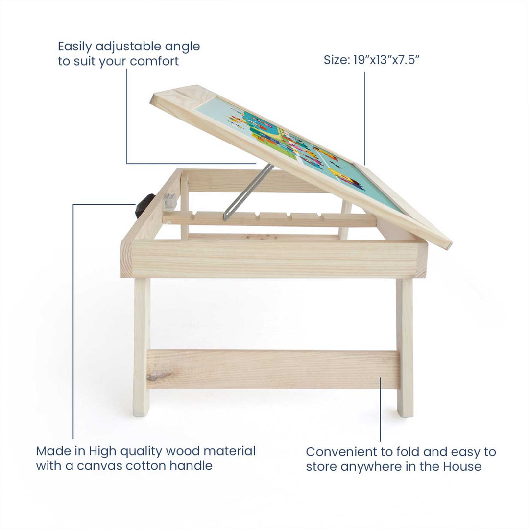 Personalized Let'S Travel Theme Wooden Foldable Desk