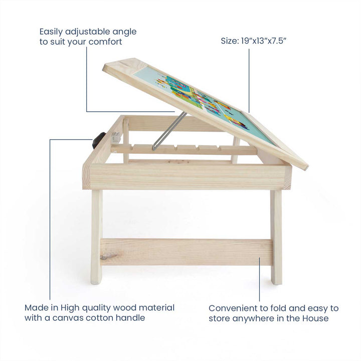 Personalized Let'S Travel Theme Wooden Foldable Desk