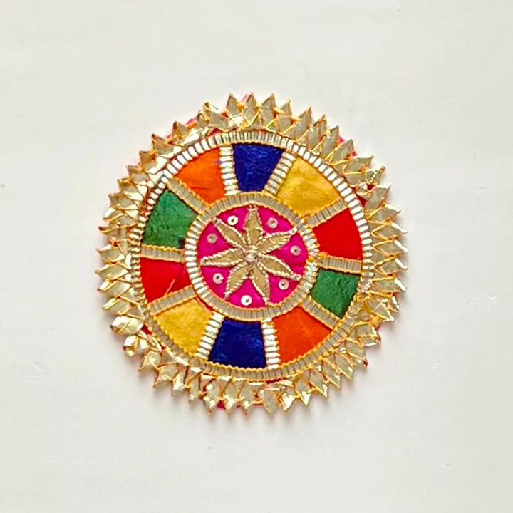 Handmade Gota Patti Colourful Flower Design Rangoli