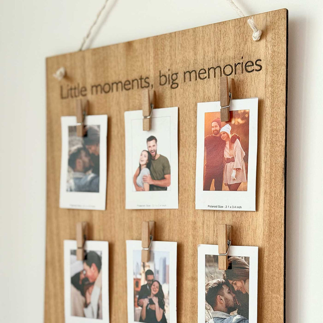Photo Personalized "Little Moments, Big Memories" Wooden Wall Hanging With Polaroids