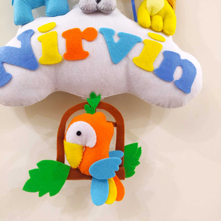 Personalized Handmade Animals In Tropical Island Theme Felt Kids Name Plate