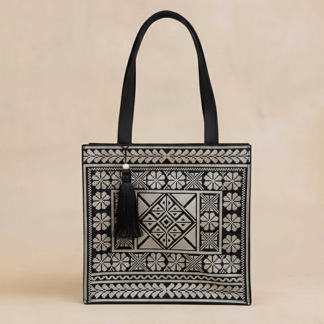 Monochrome Legacy Embroidered Work to Weekend Tote Bag
