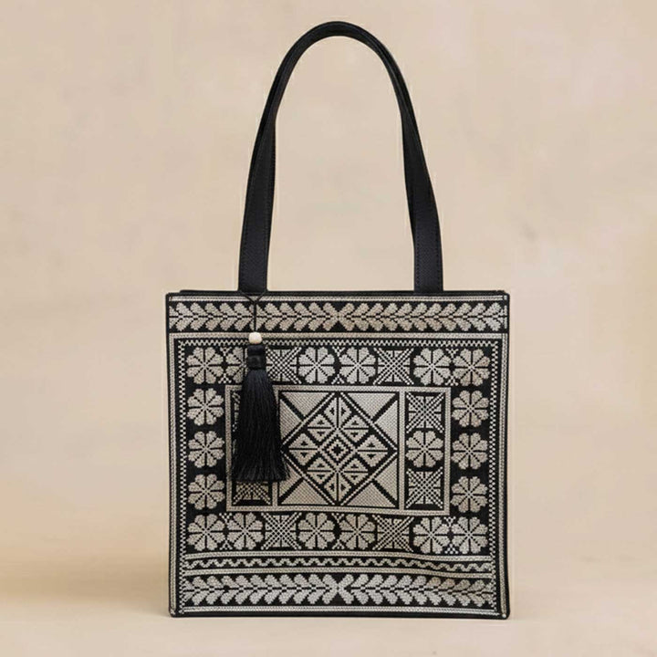 Monochrome Legacy Embroidered Work to Weekend Tote Bag