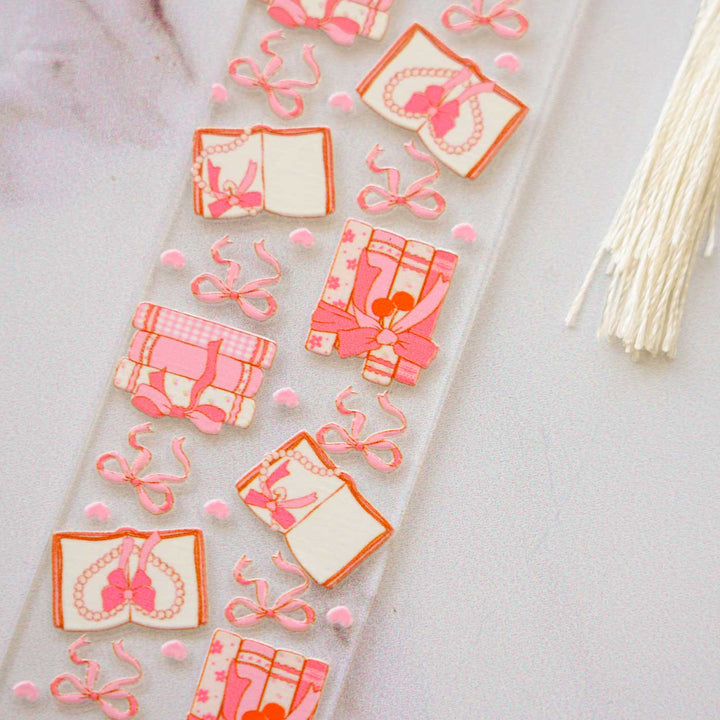 Gift Box Theme Handmade Acrylic Bookmark With Tassel For Book Lovers