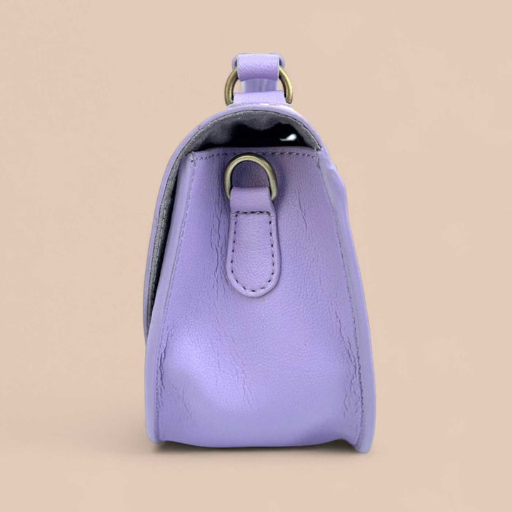 Handmade Embroidered Flower Design Purple Rexine Sling Bag