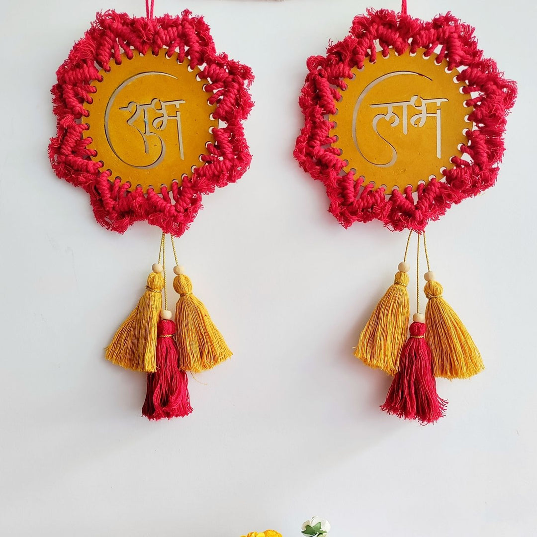 Handcrafted Shubh Labh Macrame Hanging