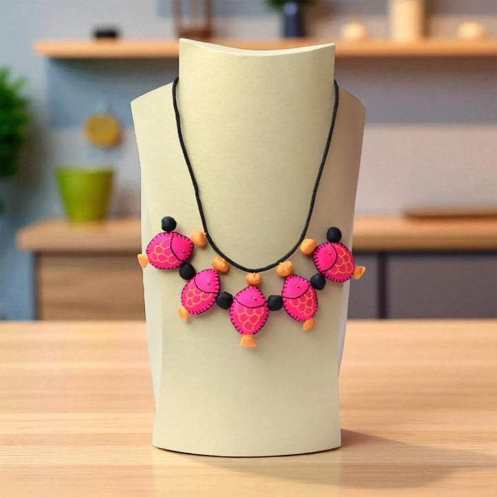 Handmade Textile Art Fish Design Dupion Silk Fabric Necklace
