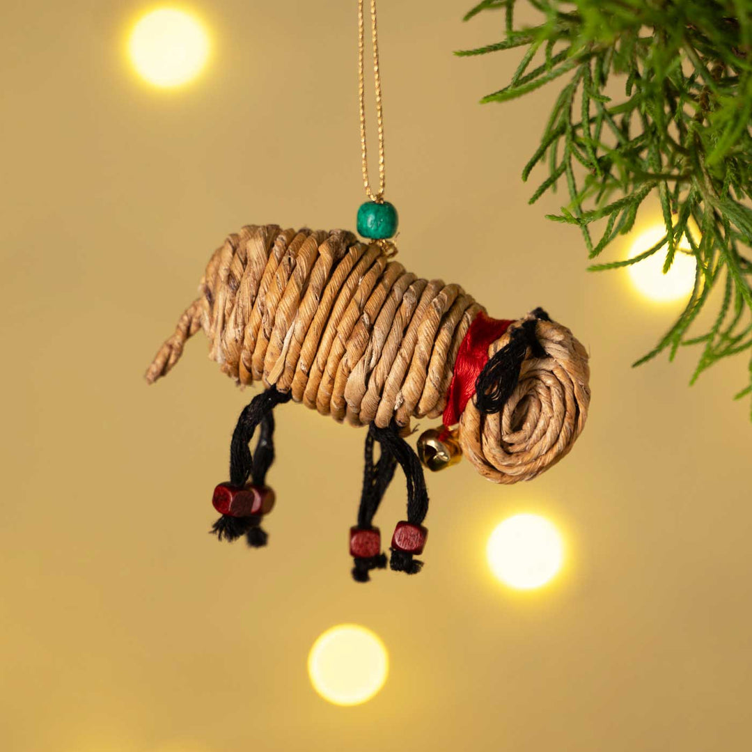 Handmade Banana Rope Sheep Hanging Christmas Ornaments