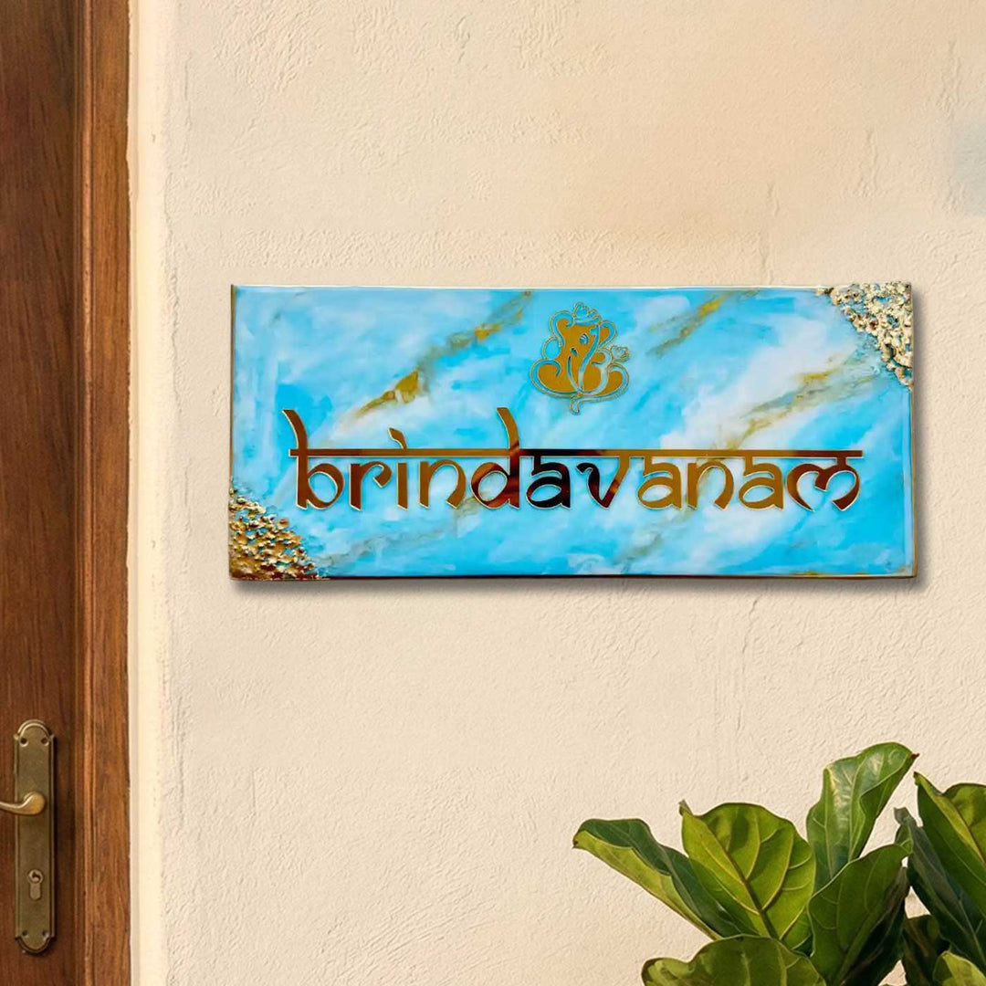 Personalized Blue & Gold Resin Name Plate