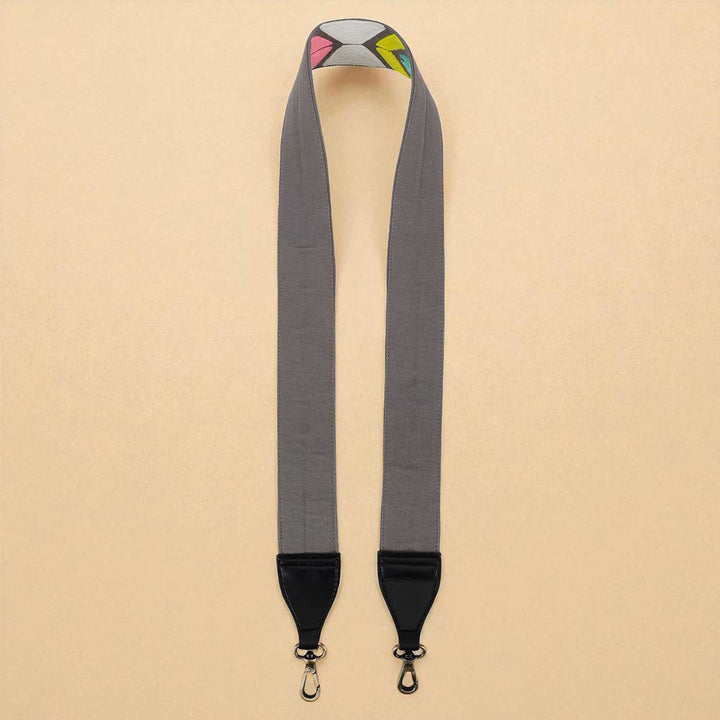 Handmade Grey Colorful Design Canvas Bag Strap