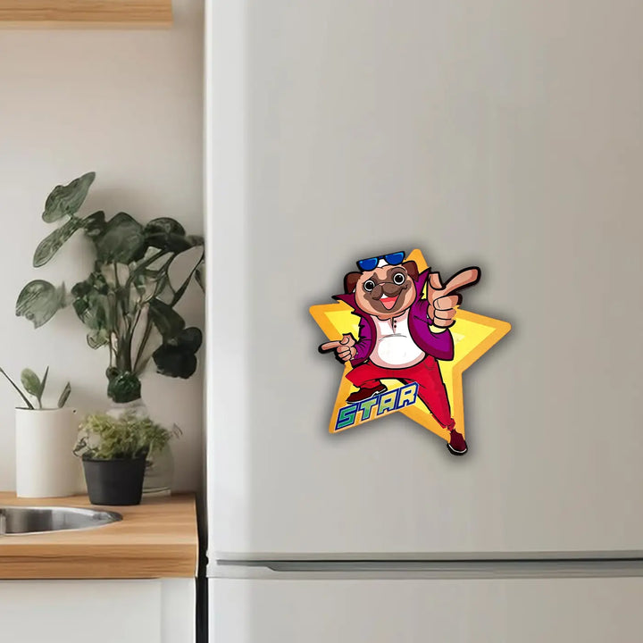 Printed Dog Theme "Star" MDF Wood Fridge Magnet