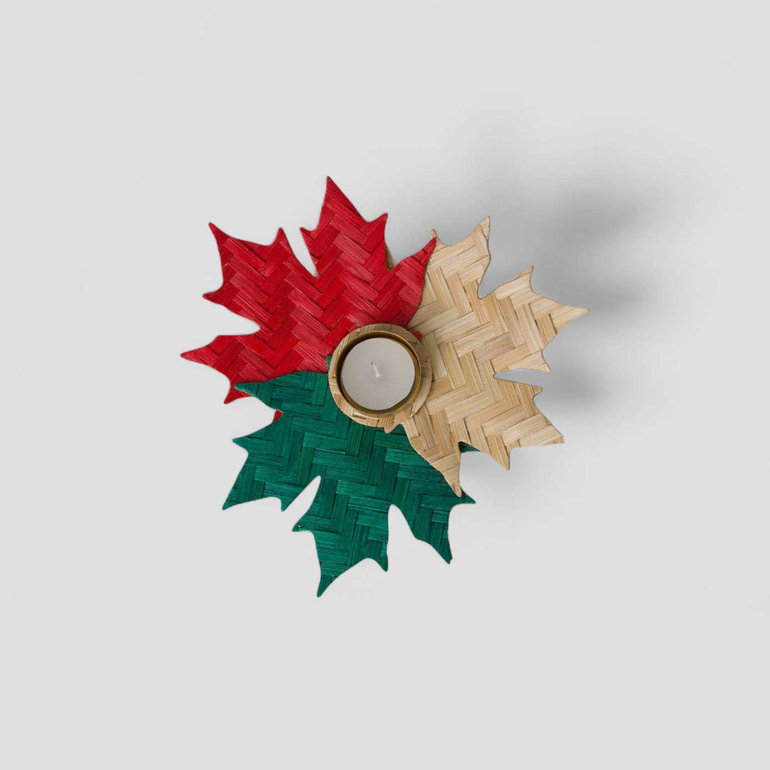 Handmade Bamboo Multicolored Maple Tea Light Holder