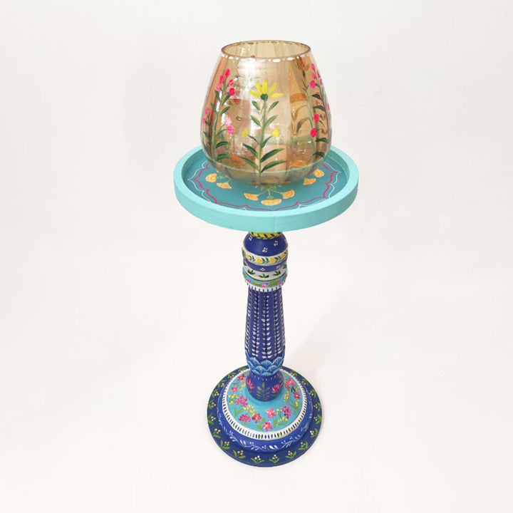 Hand-Painted Nayra Wooden Candle Holder