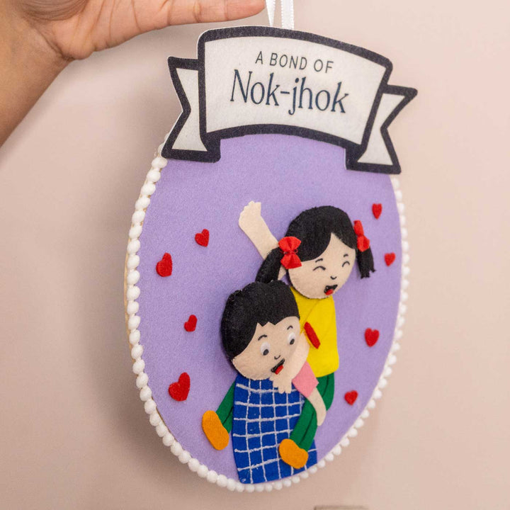Handmade Love Nok Jhok Theme Felt Decorative Plaque
