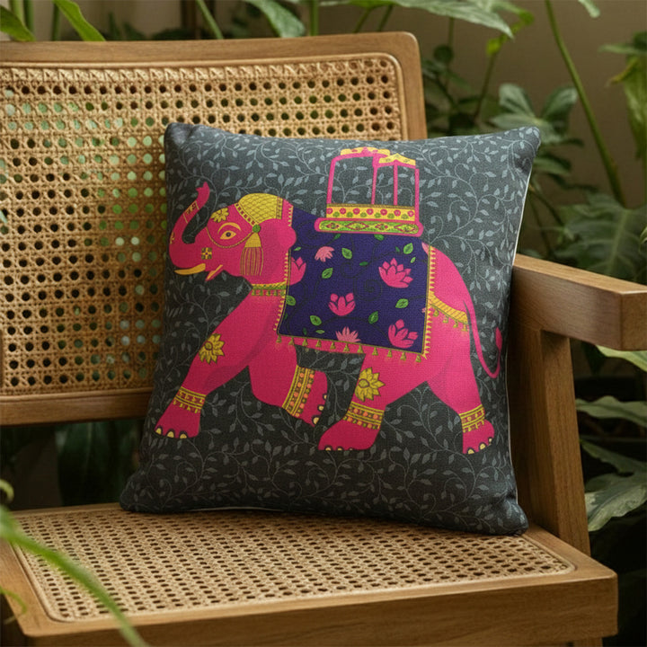 16 Inch | Printed Whimsical Elephant Cushion Cover