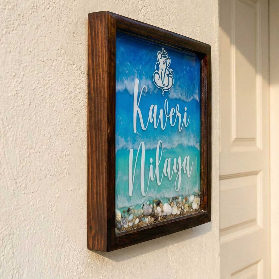 Personalized Ganesha & Beach Theme Resin Name Plate