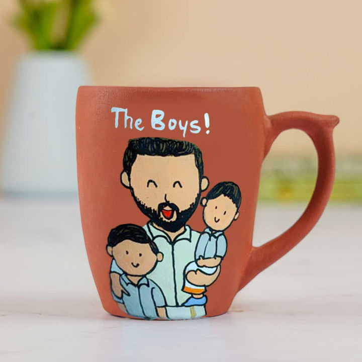 Handpainted Personalised 3D Terracotta Mug with Caricatures