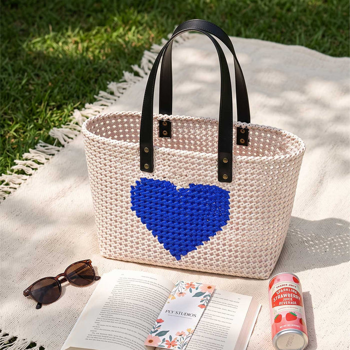 White Heart Mukhya Knot Handmade Koodai Tote Bag