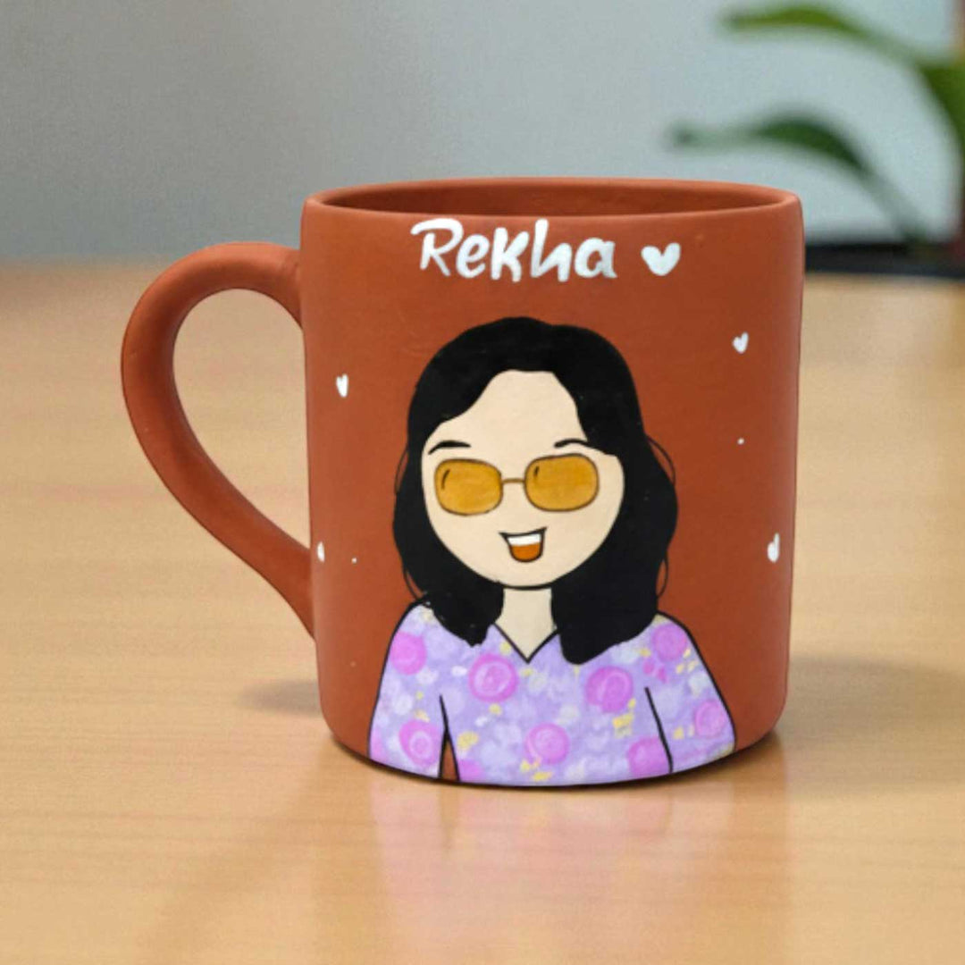 Photo Personalized Hand-Painted Pretty Girl Terracotta Mug