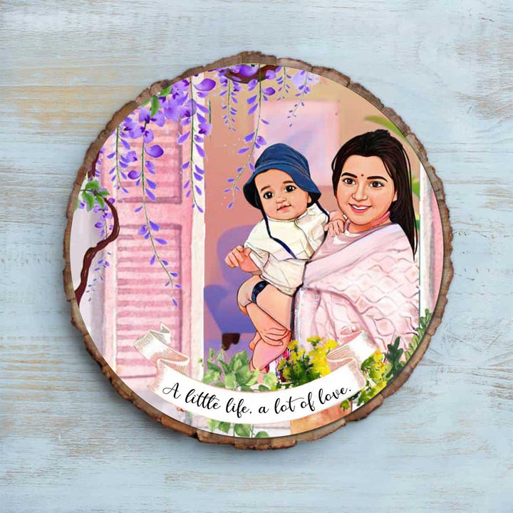 Photo Caricature Bark Nameplate with Stand