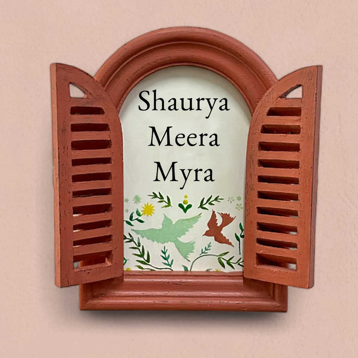 Arched Vintage Window Name Plate With Artwork