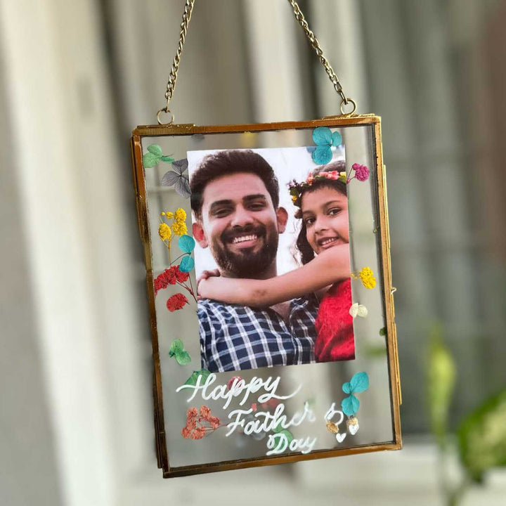 Photo Personalized Vintage Glass Keychain For Fathers