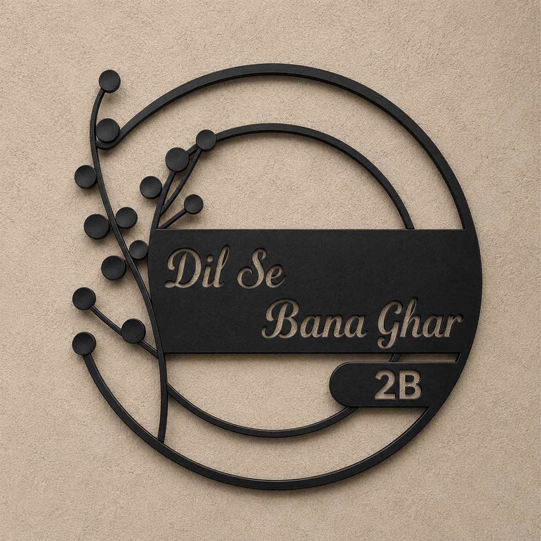 "Flora Nest" Round Personalized Weatherproof Stainless Steel Name Plate For Home