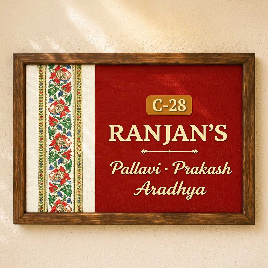 Personalized Vasudha Printed Wooden & Acrylic Name Plate with 3D Letters