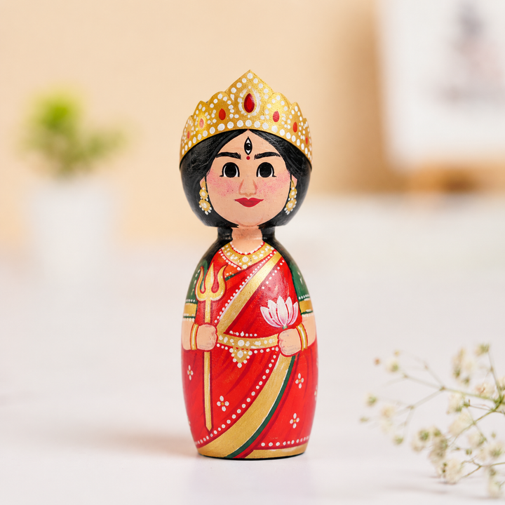 "Goddess" Themed Wooden Doll For Golu/Festive Decor