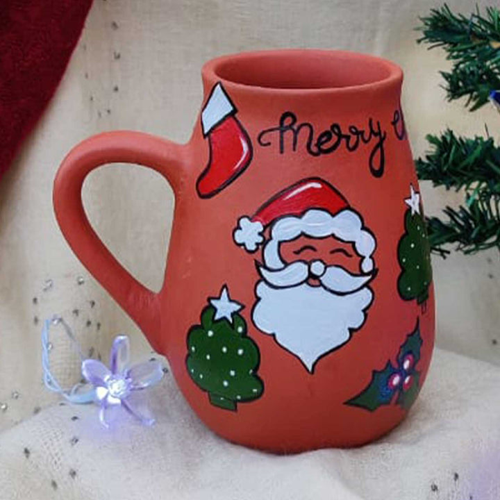 Handmade Santa Claus Terracotta Christmas Mug