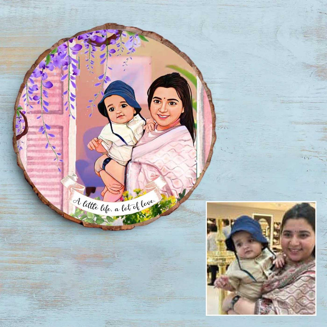 Photo Caricature Bark Nameplate with Stand