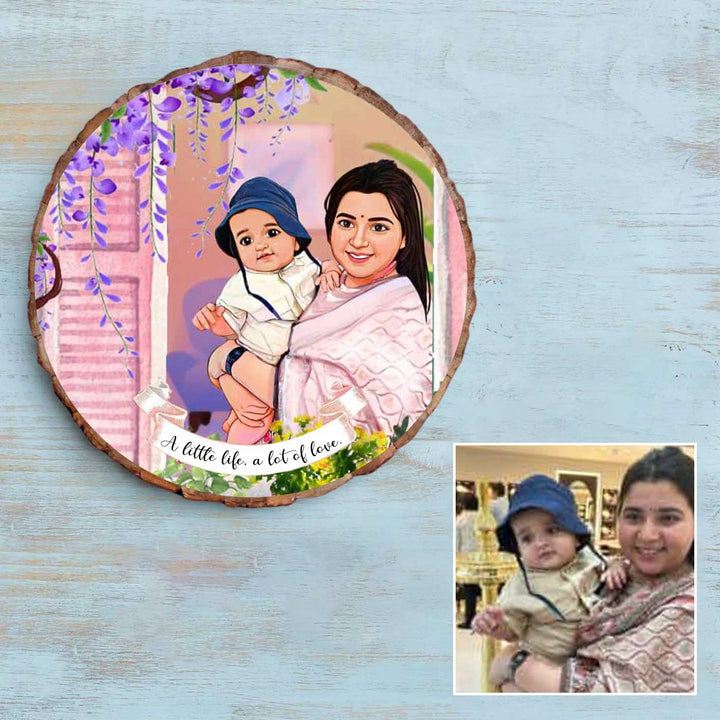Photo Caricature Bark Nameplate with Stand