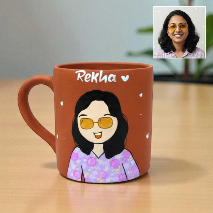 Photo Personalized Hand-Painted Pretty Girl Terracotta Mug