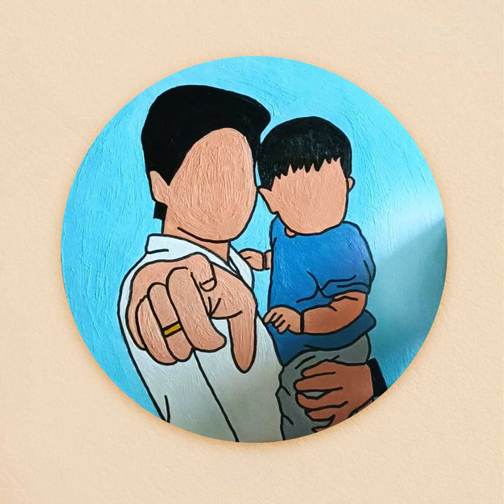 Photo Personalized Hand-Painted Father & Daughter Theme MDF Wood Fridge Magnet