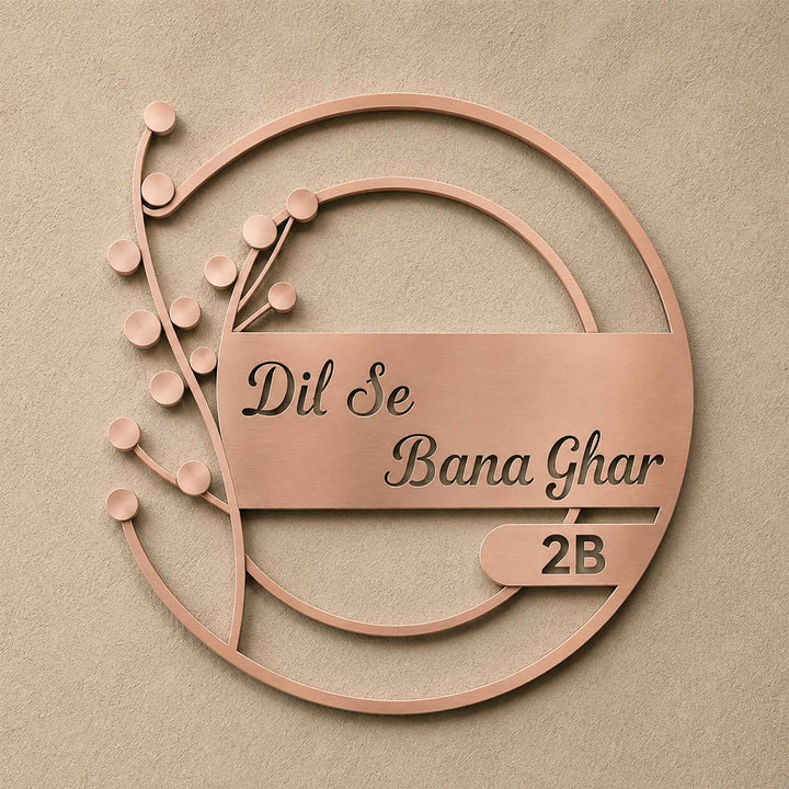 "Flora Nest" Round Personalized Weatherproof Stainless Steel Name Plate For Home