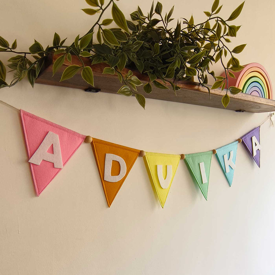 Personalized Handmade Rainbow Theme Triangle Felt Bunting