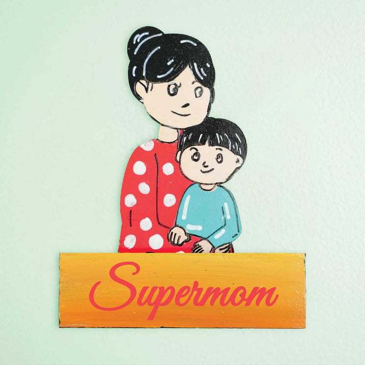 Personalized Mom & Son Theme MDF Wood Fridge Magnet For Mothers
