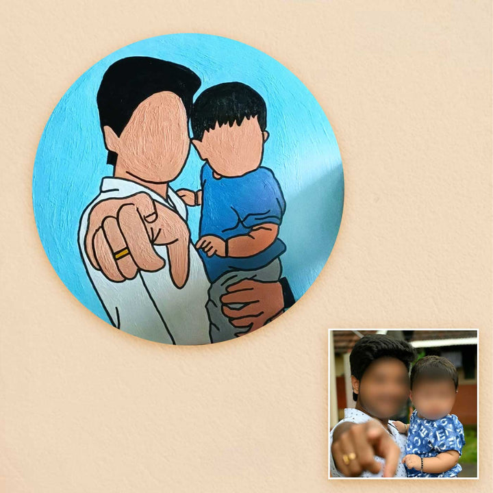 Photo Personalized Hand-Painted Father & Daughter Theme MDF Wood Fridge Magnet