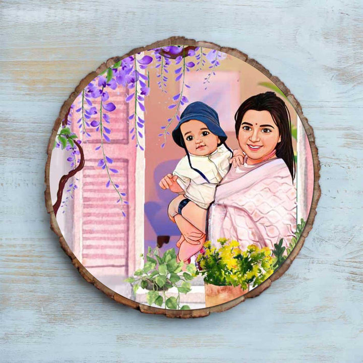 Photo Caricature Bark Nameplate with Stand