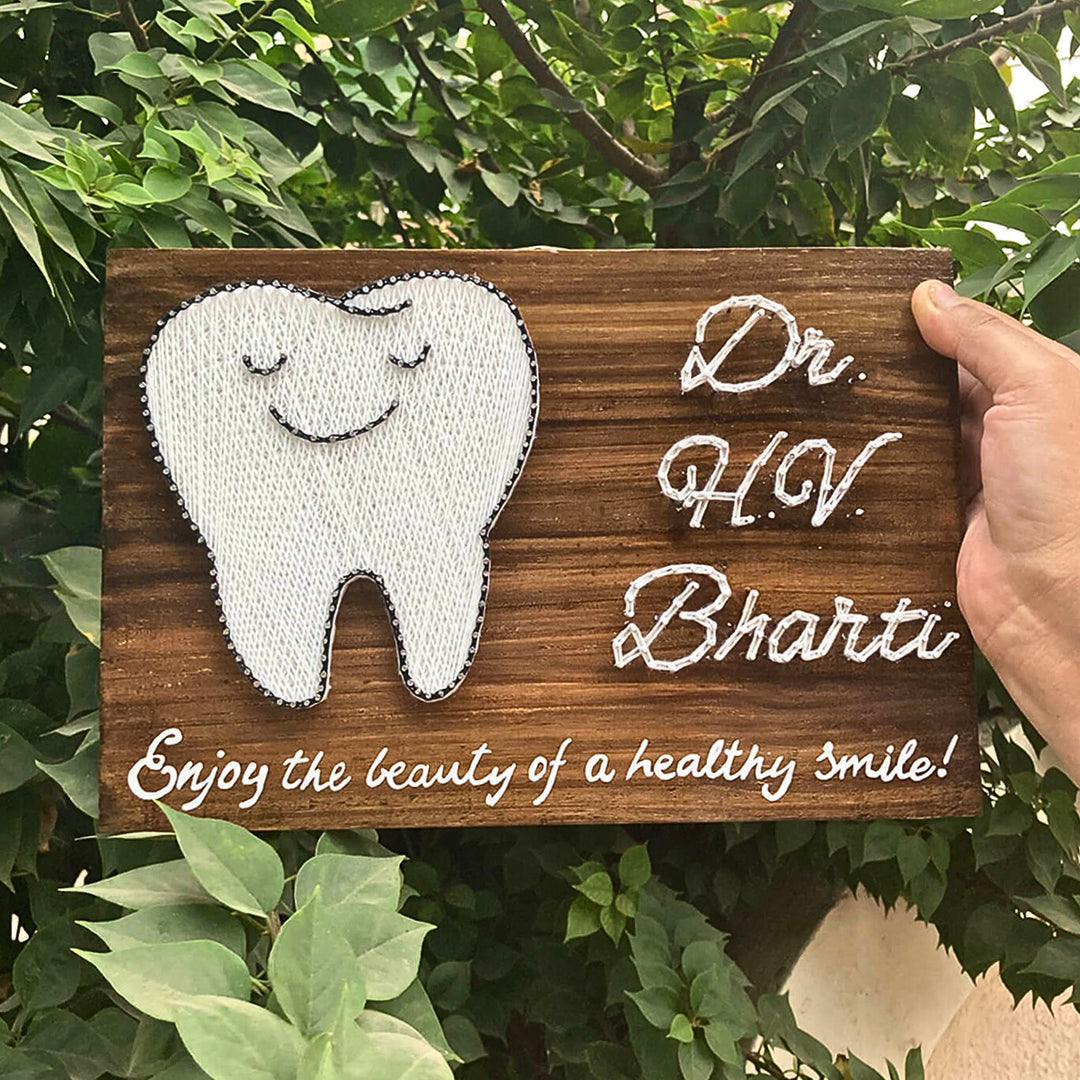 Tooth String Art Personalized Dentist Nameplate