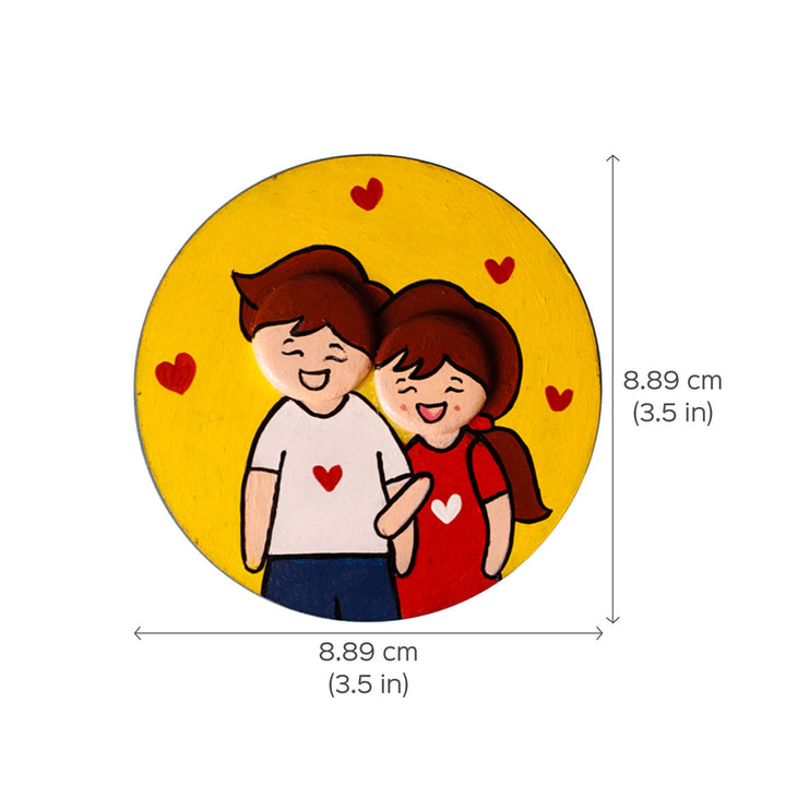 Photo Personalized Pebble Art Sisters Magnet With Yellow Background