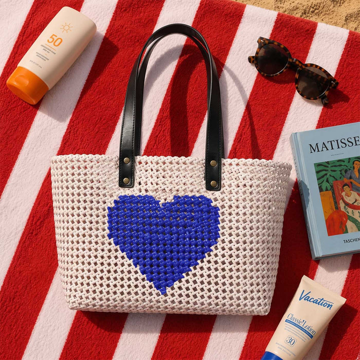 White Heart Mukhya Knot Handmade Koodai Tote Bag