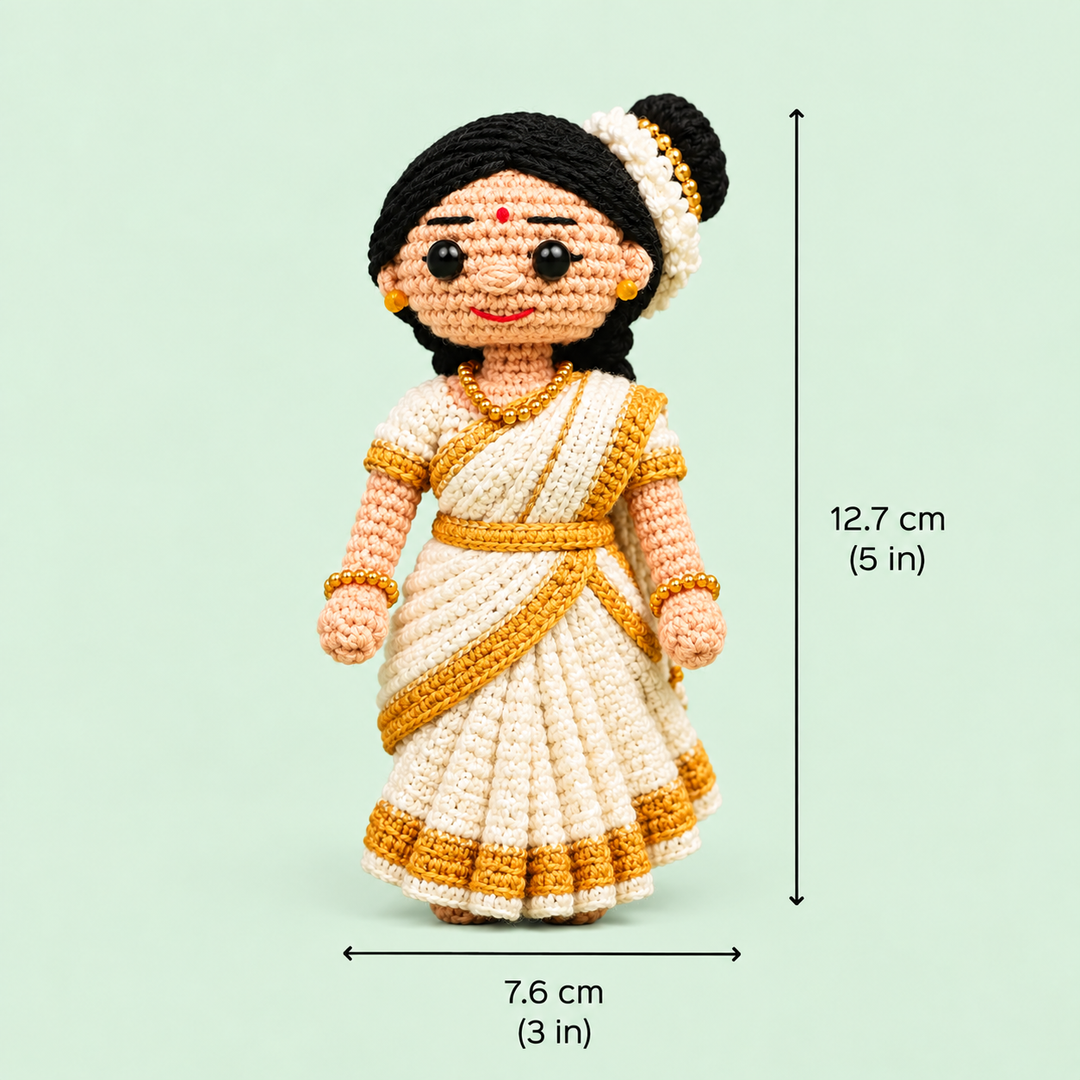 "Mohiniyattam" Themed Crochet Doll For Golu/Festive Decor