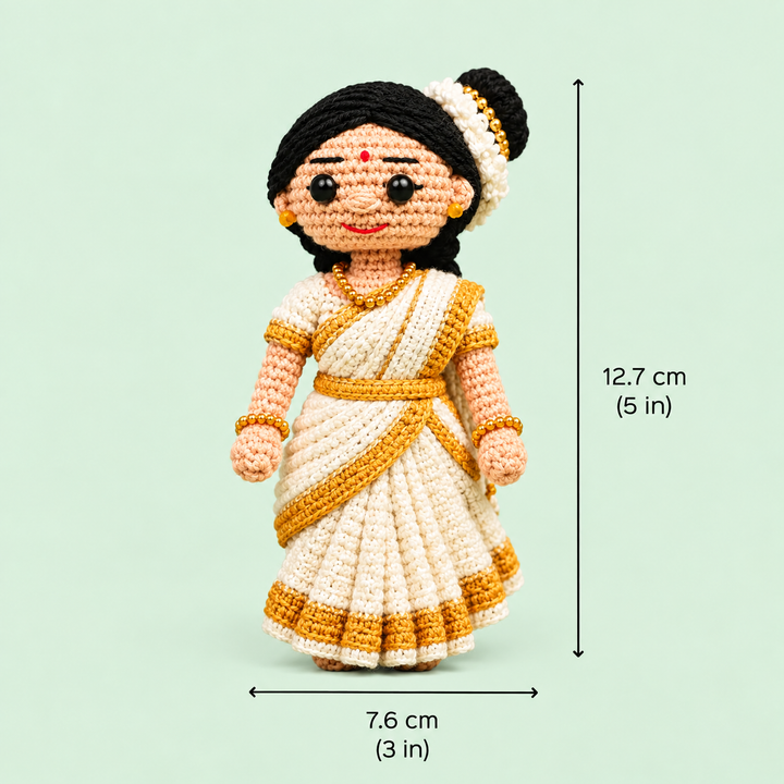 "Mohiniyattam" Themed Crochet Doll For Golu/Festive Decor