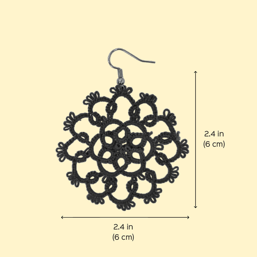 Handmade Tatting Flower Design Lace Cotton Earrings