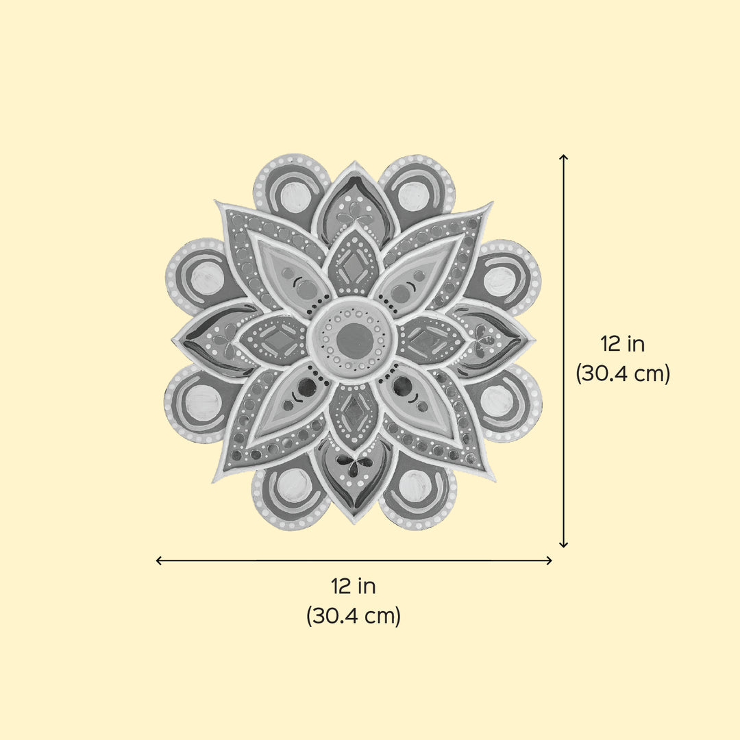 Hand-Painted Mirror Work Multicolor Flower Rangoli