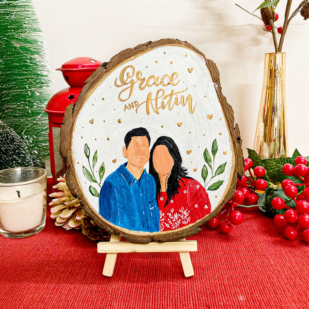 Photo Personalized Hand-Painted Leaves Design Wooden Decorative Plaque