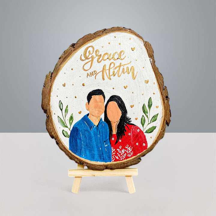 Photo Personalized Hand-Painted Leaves Design Wooden Decorative Plaque