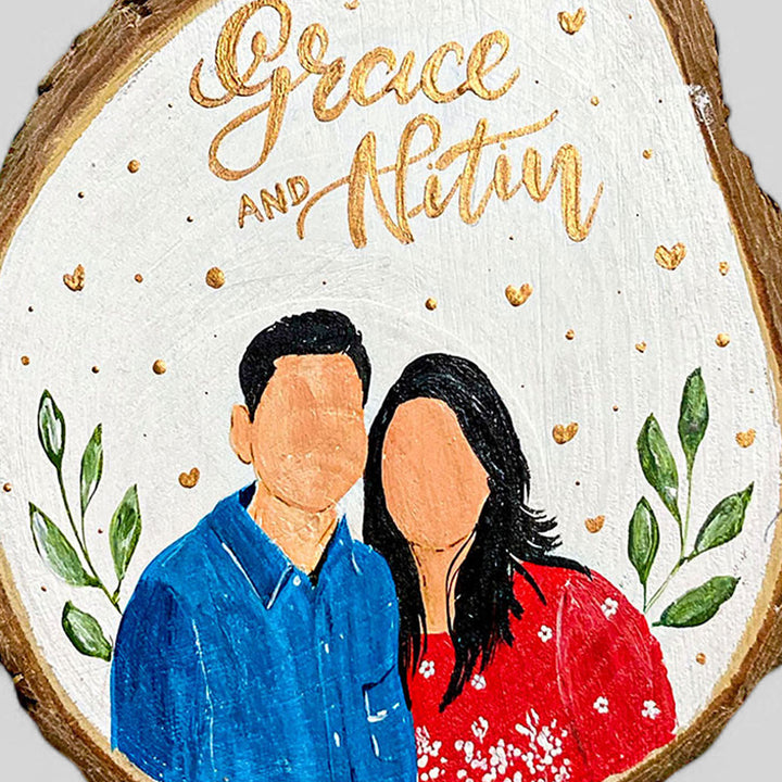 Photo Personalized Hand-Painted Leaves Design Wooden Decorative Plaque