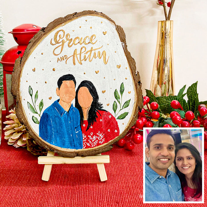 Photo Personalized Hand-Painted Leaves Design Wooden Decorative Plaque
